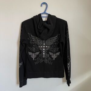 Y2K Rhinestone Shirt Y2K Crystal Rhinestone Zip up Mcbling Studded Zip Up Grunge